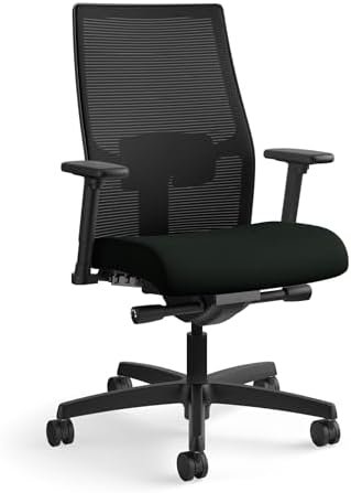 HON Ignition 2.0 Ergonomic Office Chair, Lumbar Support, Desk Chair, Black | Ergonomic office desk chair with lumbar support, adjustable arms, office decor, workstation comfort for focused productivity