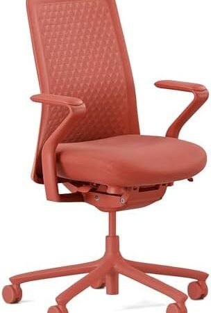 Branch Verve Chair, High Performance Executive Office Chair | Contoured Back and Adjustable Lumbar Support, High Density Foam Cushion and 3D Knit Back, Fits 5′ to 6′, Up to 275 lbs, Coral